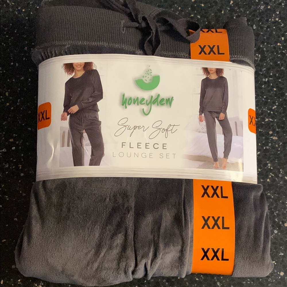 XXL Honeydew Super Soft Fleece Lounge Set - Charcoal
